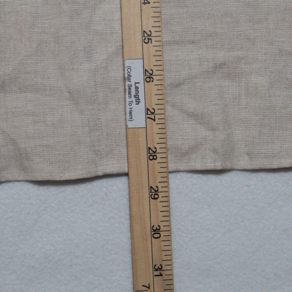 Talbots Irish Linen Women’s Top Shirt Blouse Tan Collared Long Sleeve Sz 16 NWT - Picture 4 of 6
